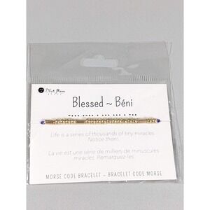 Blessed Morse Code Bracelet Gold‎ Tone Purple Cord Adjustable Gift Idea